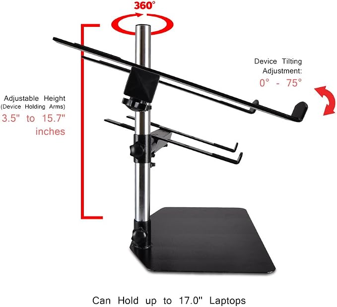 Pyle Portable Dual Laptop Stand – Standing Table Holder - Image 5