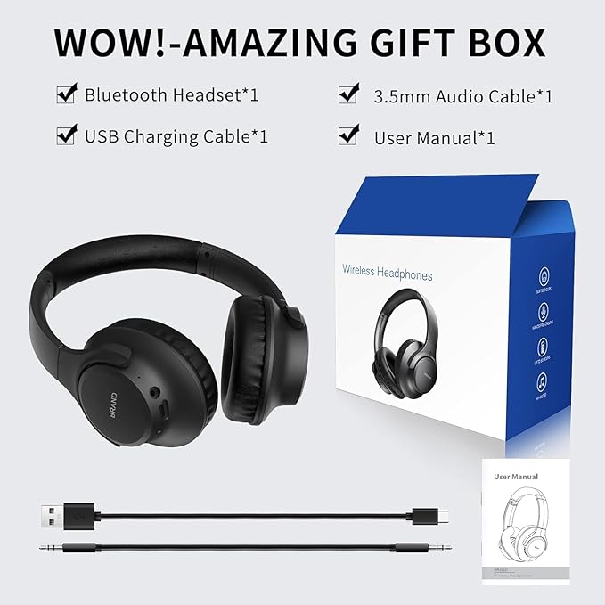 KVIDIO Bluetooth Headphones Over Ear, 65 Hours Playtime Wireless Headphones - Image 9