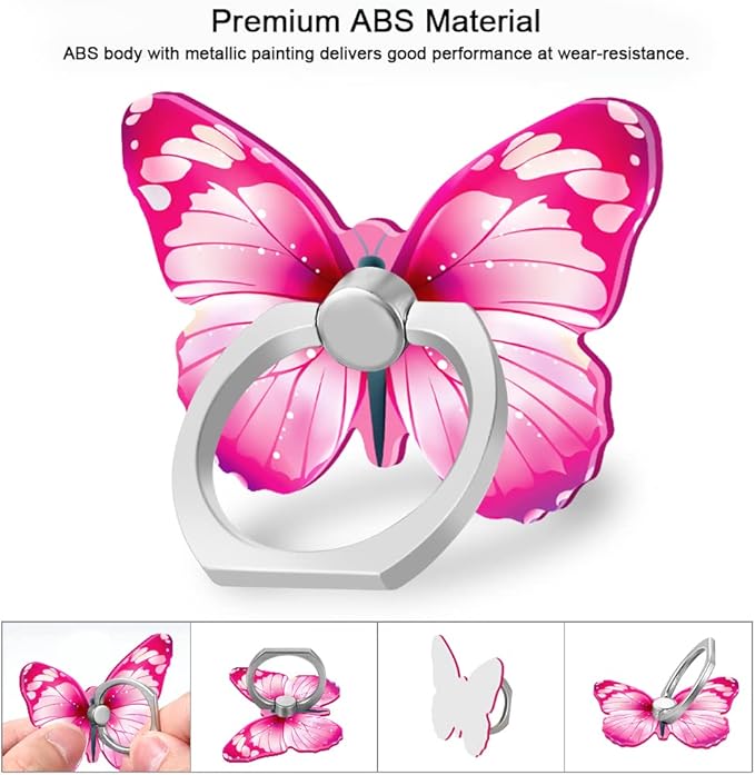 Bonoma Cute Butterflies Phone Ring Holder, 3 Pack Universal Finger Ring Stand - Image 2
