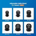 Nylon Cable Gland Kit, CGELE 50 Pack Plastic Waterproof Adjustable Connector - Image 8