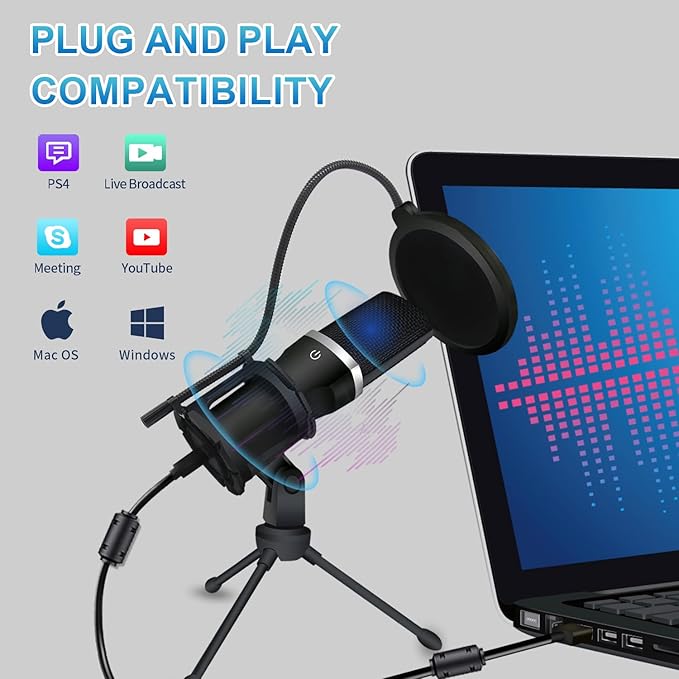 USB Gaming Microphone, Condenser Microphone, Podcast Microphone - Image 5