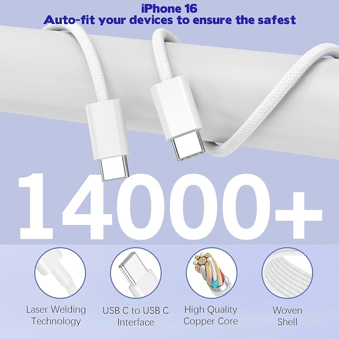 iPhone 16 Fast Charger Block, 2 Pack 60W USB Charging Block 5-Port Charge - Image 4