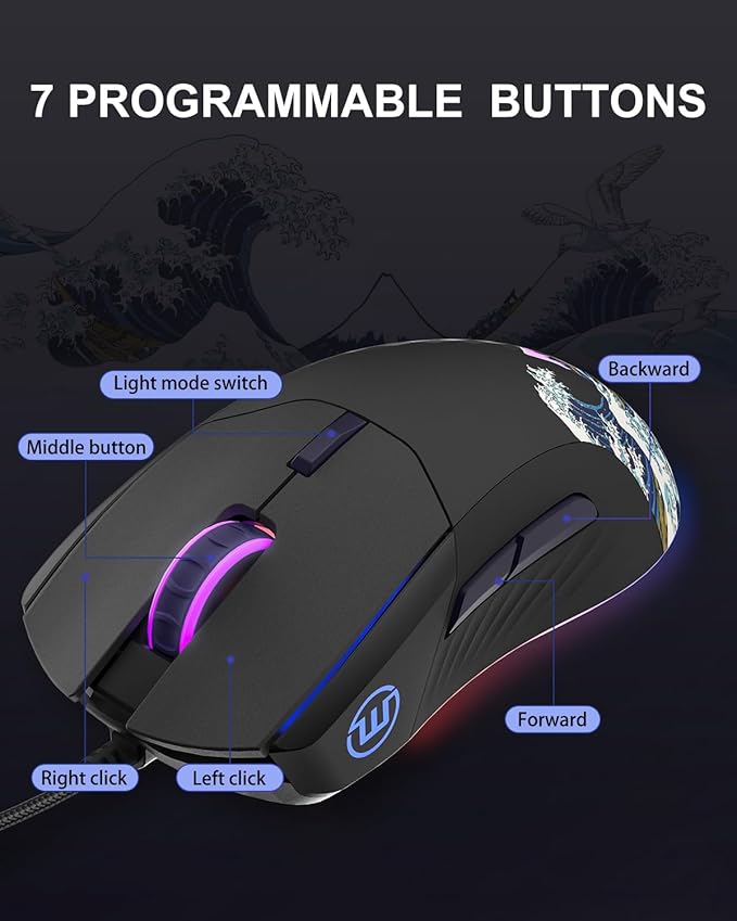 COSTOM Womier G705 USB Wired Gaming Mouse - Image 6