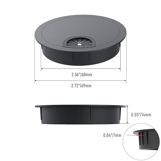 2 Pack Desk Grommet 2-3/8 Inch 60mm, Zinc Alloy Computer Desk Wire Hole Cover - Image 2