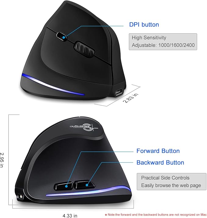 TRELC Ergonomic Mouse, 2.4G Wireless Vertical Optical Mouse - Image 5