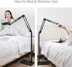 Tablet Floor Stand, Overhead Bed Phone Stand Angle Height Adjustable Holder - Image 2