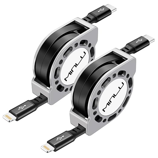 MINLU USB Type C to Lightning Cable 4Ft 2Pack, Retractable iPhone Charger Fast by Unknown