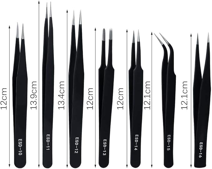 Precision ESD Anti-Static Tweezers, Jewelry-making, Laboratory Work - Image 2