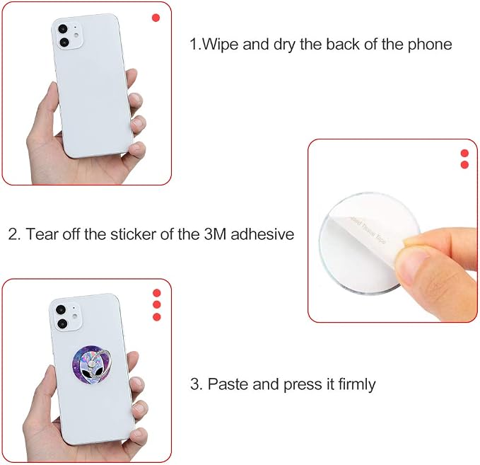 Bonoma Phone Ring Grip, 3 Pack Aliens 360 Degree Rotation 180 Degree Flip - Image 6
