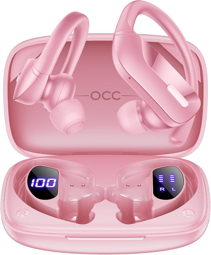 OCC Wireless Ear Hook Sport Earbuds, IPX5 Waterproof, 80H Playtime Earphones by occ