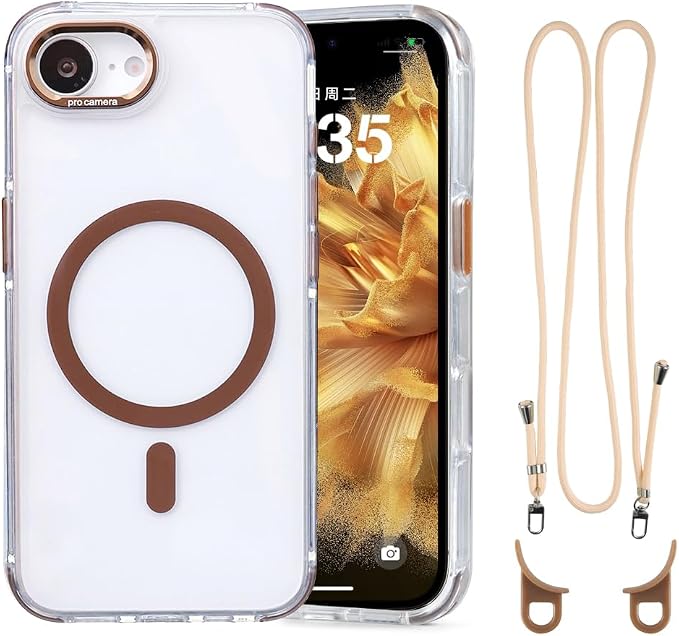 for iPhone 16e Case with Adjustable Phone Lanyard Strap, Compatible with MagSafe by QATYYY