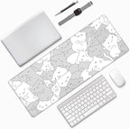 White Kawaii Cats E-Sport Mouse Pad Large Desk Mat Non-Slip Rubber Base - Image 9