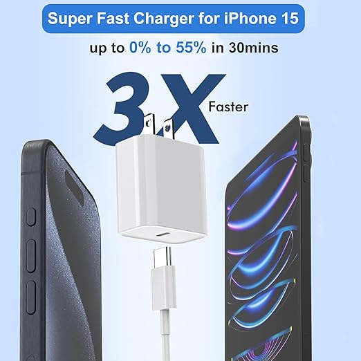 iPhone 15 Charger Fast Charging, 20W USB C Charger Block Plug Brick 10FT USB C - Image 2