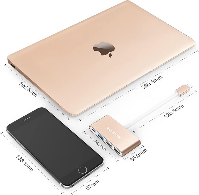 LENTION 4-in-1 USB-C Hub with Type C, USB 3.0, USB 2.0 - Image 5