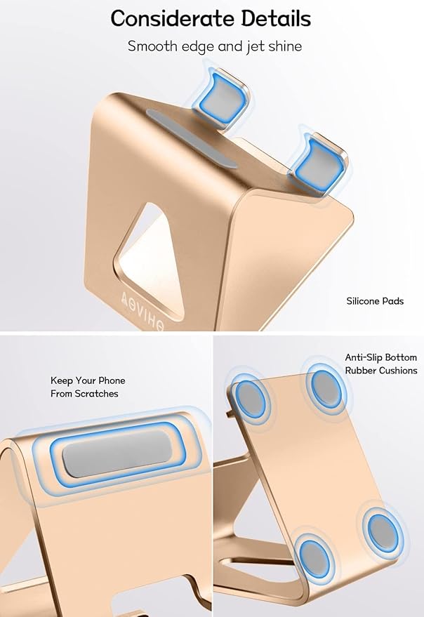 Desk Cell Phone Stand Phone Holder, Aluminum Phone Cradle Dock - Image 3
