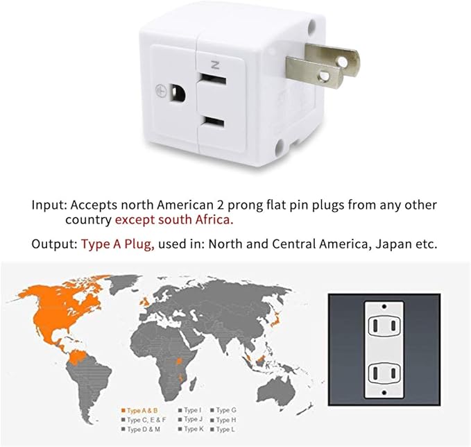 SYCON Adapter Outlet Extender, 2-Prong to 3-Prong Mini Wall Plug - Image 4