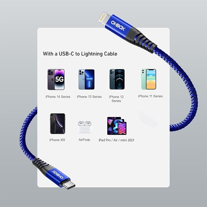 USB C to Lightning Cable 6FT 2Pack Apple MFi Certified iPhone Fast Charger Type - Image 6