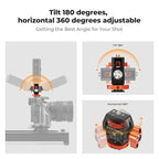 K&F Concept Adjustable Camera Monitor Mount, Aluminum Camera Mount 360° Swivel - Image 3