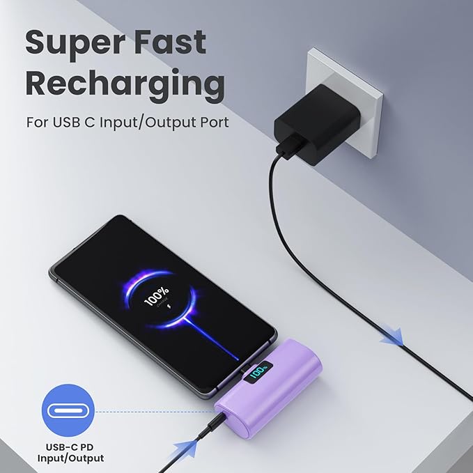 Portable Charger for iPhone 16/15 Series, 5200mAh PD USB C Power Bank Built-in - Image 2