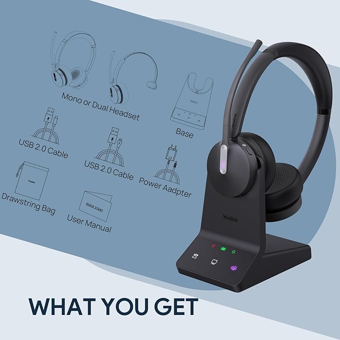 Yealink WH64 Teams Mono DECT & Bluetooth Wireless Headset, 606ft Range - Image 9