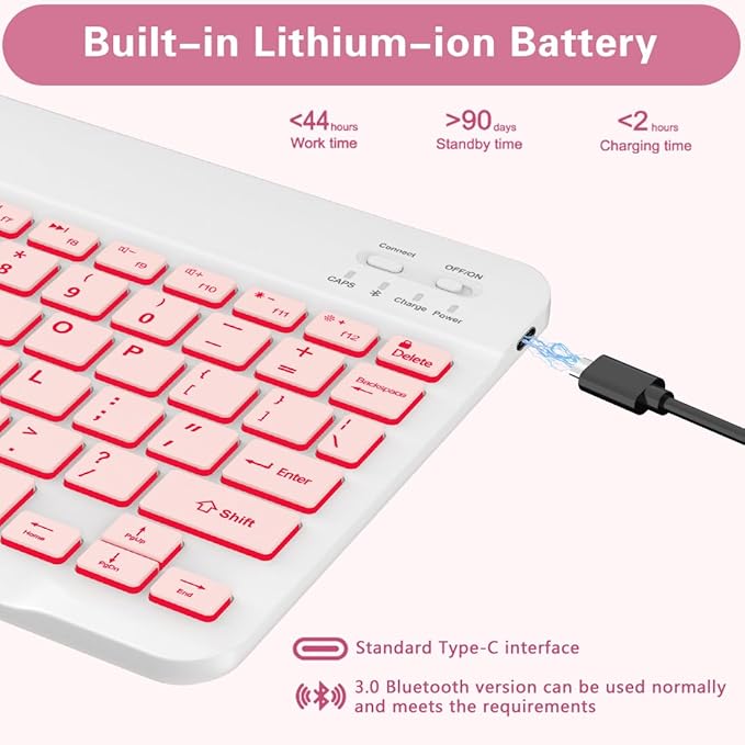 Galaxy Tab A9 Plus Case with Keyboard 5G 11 Inch 2023, 7 Color Backlit - Image 4
