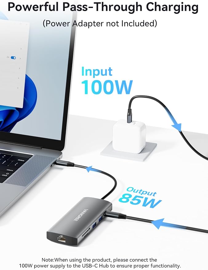 USB C Hub with Dual 4K@60Hz Displayports, 2 USB-A & 2 USBC 3.2 10Gbps Ports - Image 7