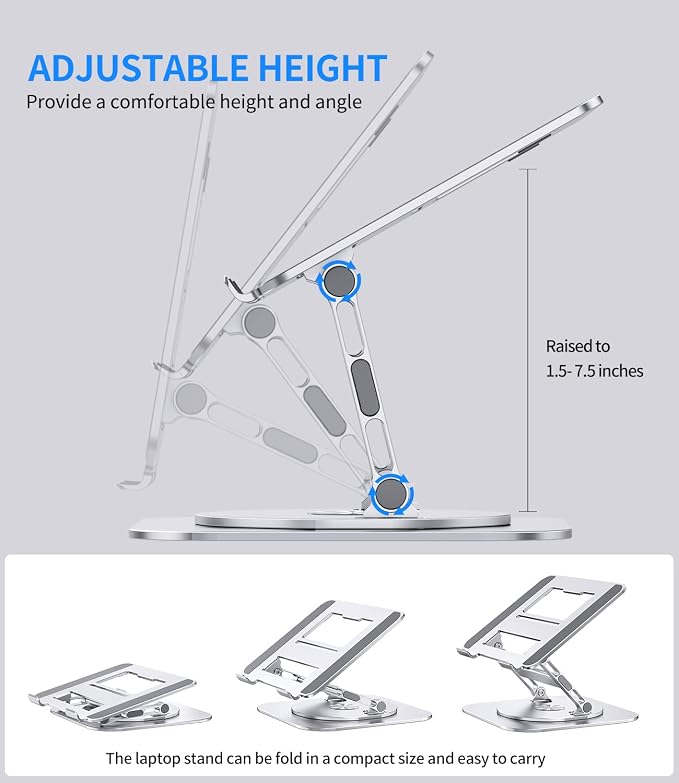Adjustable Laptop Stand with 360 Rotating Base, Stable Computer Stand - Image 4