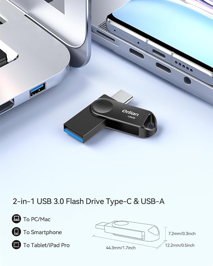 128GB 2-Pack USB C Flash Drive, Dual Drive USB 3.0 and Type C Thumb Drive Up to - Image 2