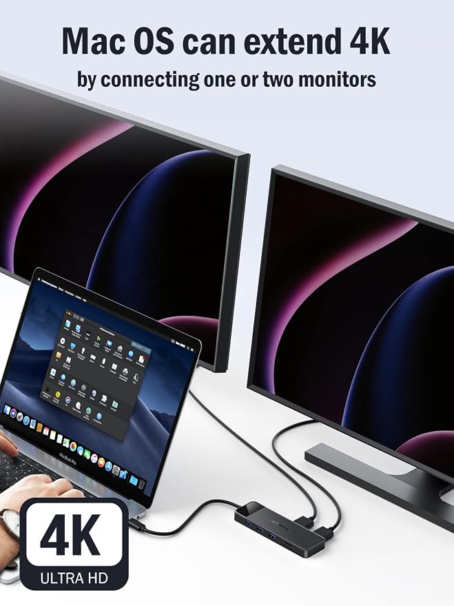 Lemorele USB C Docking Station for Laptop, 10 in 1 Triple Display Monitors - Image 3