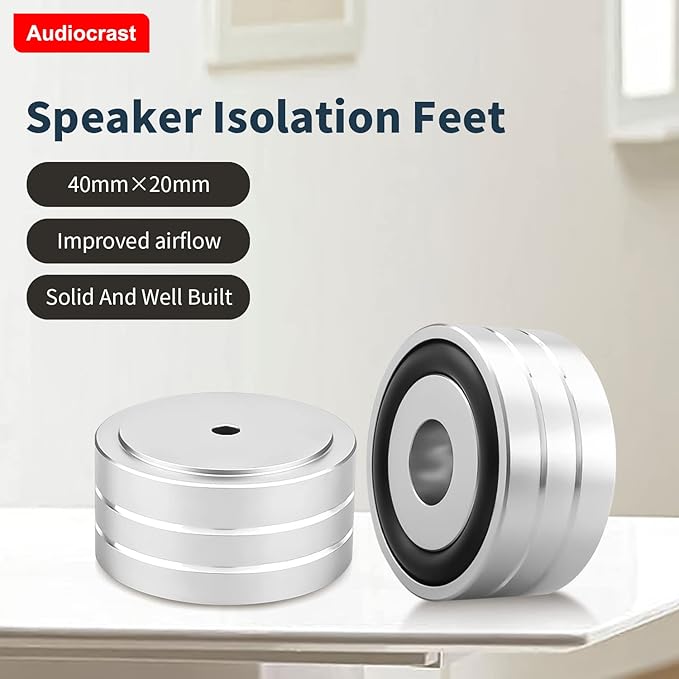 Audiocrast 4X Silver HiFi Speaker Isolation Feet Pad, Aluminum 40x20mm Audio - Image 6
