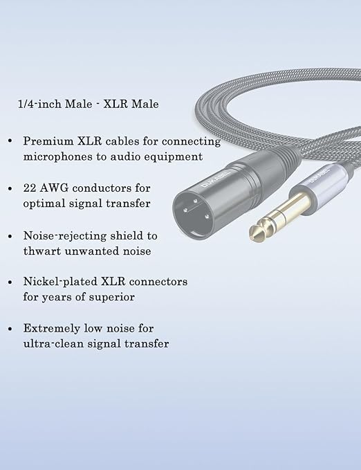 DUKABEL 1/4" TRS to XLR Male Cable, Balanced Interconnect Cords 2.4M Long Patch - Image 8