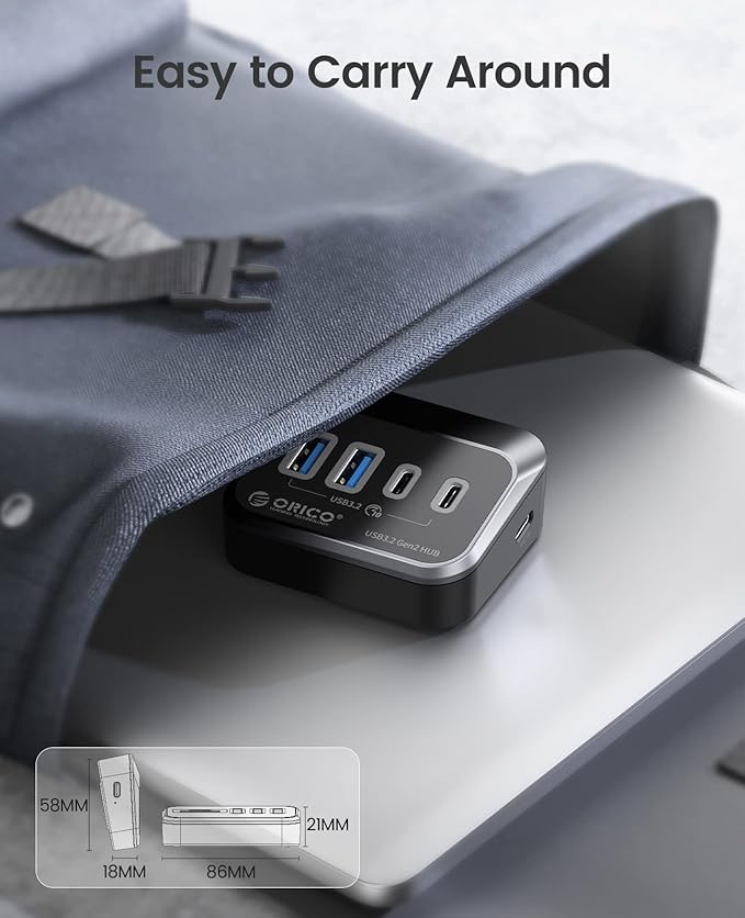 ORICO USB Hub 10Gbps with 2 USB A Ports+2 USB C Ports, USB 3.2 Gen 2 Hub with - Image 7
