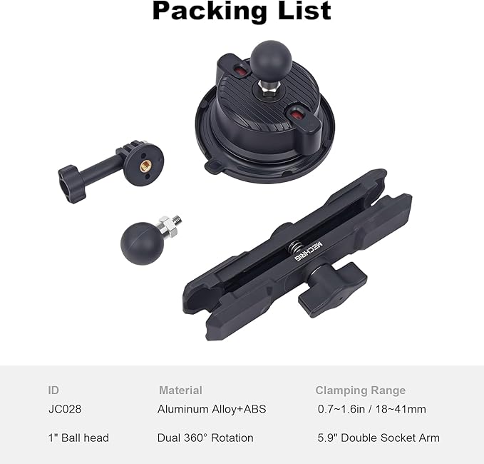 Camera Suction Cup Mount with Ball Head Magic Arm, Universal 360°Vacuum Suction - Image 8