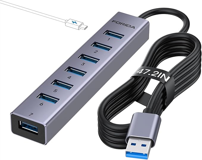 FORIDA USB to USB Hub Long Cable, 8 Ports USB 3.0 Adapter by FORIDA-Besttecforusbhubdockingstation