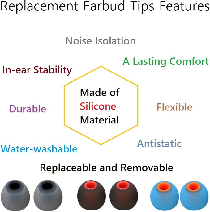 Earbuds Replacement Tips Silicone Earbud Tips Ear Bud Replacement Pieces Ear - Image 6