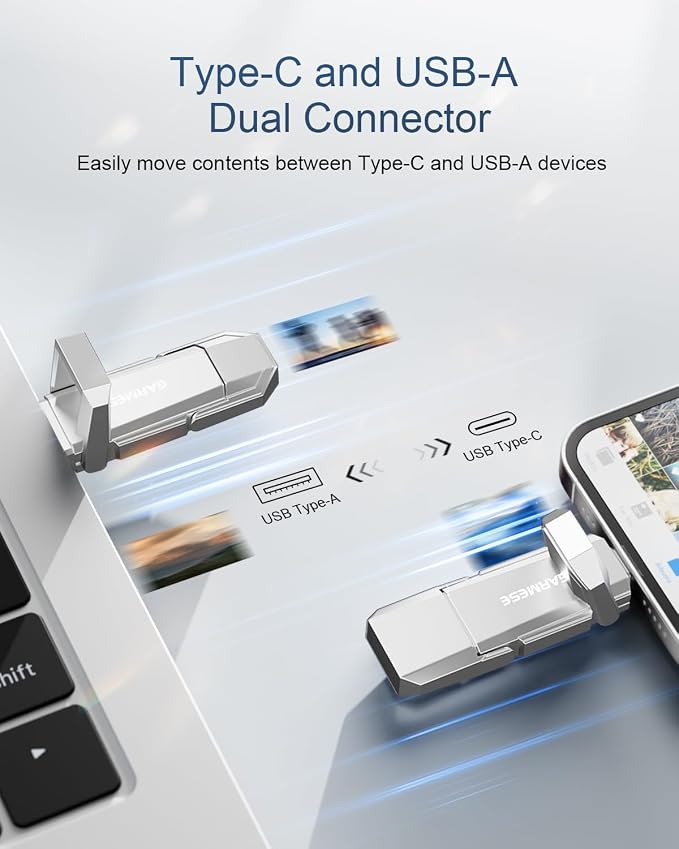 256GB USB C Flash Drive Up to 450MB/s USB 3.2 Solid State Thumb Drive Type-A + - Image 3