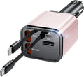 Retractable Car Charger, 4 in 1 Fast Car Phone Charger 69W, 2 Retractable by EloBeth