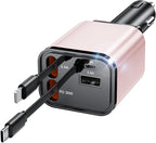 Retractable Car Charger, 4 in 1 Fast Car Phone Charger 69W, 2 Retractable by EloBeth