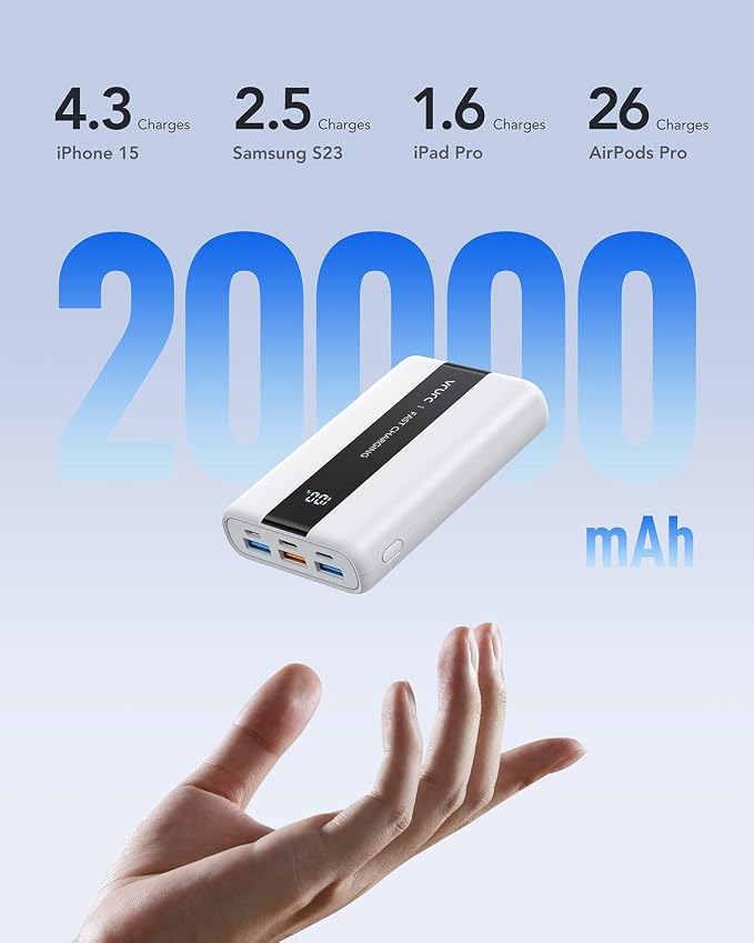 VRURC Portable Charger, 20000mAh Mini Power Bank, 22.5W Fast Charging Battery - Image 4