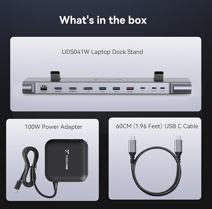 TobenONE USB-C Docking Station 3 Monitors & Dual Monitor, Laptop Dock Stand - Image 9