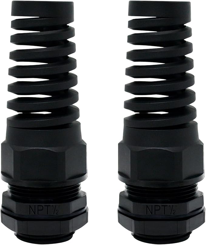 LeMotech 2Pcs NPT 1/2" IP68 Waterproof Cable Gland Flex Spiral Strain Relief by LeMotech