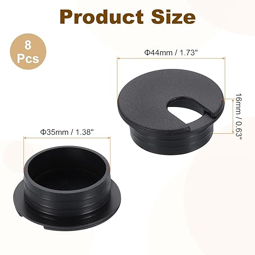 uxcell 8 Pcs 35mm Desk Grommet, Plastic Cable Hole Cover, Wire Cord Cable - Image 2