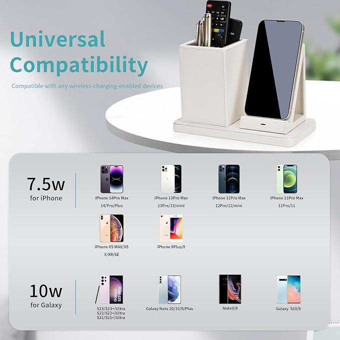 Wireless Charger with Desk Organizer, Wireless Charging Station - Image 3