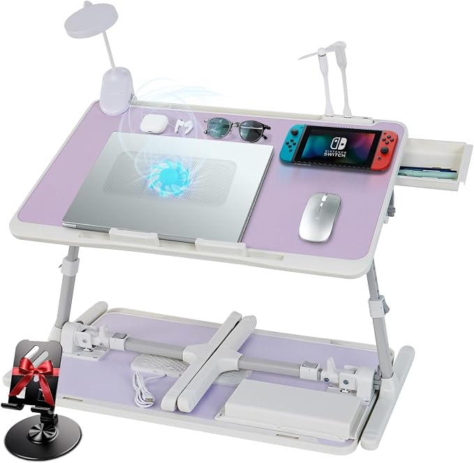 Laptop Lap Desk Include Cooling Fan, Adjustable Lap Desk by IXTRA