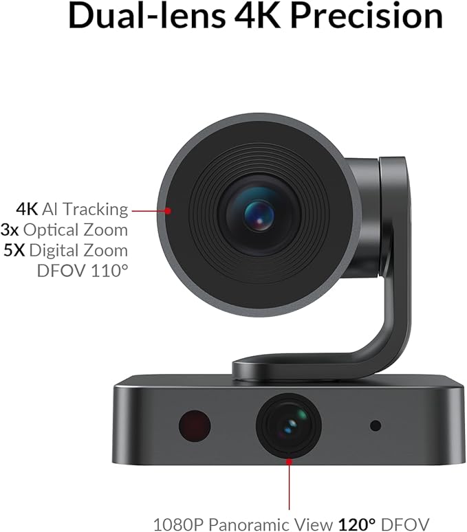 4K Conference Room Camera System, AI Auto-Tracking PTZ Camera 3x Optical/5x - Image 2