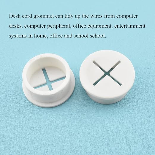 HAHIYO 4Pcs 1Inch/25mm White Flexible Rubber Desk Grommet Wire Grommet Cable - Image 5