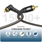 EMK 90 Degree RCA Subwoofer Cable 24K Gold-Plated Connector Nylon Braided - Image 5