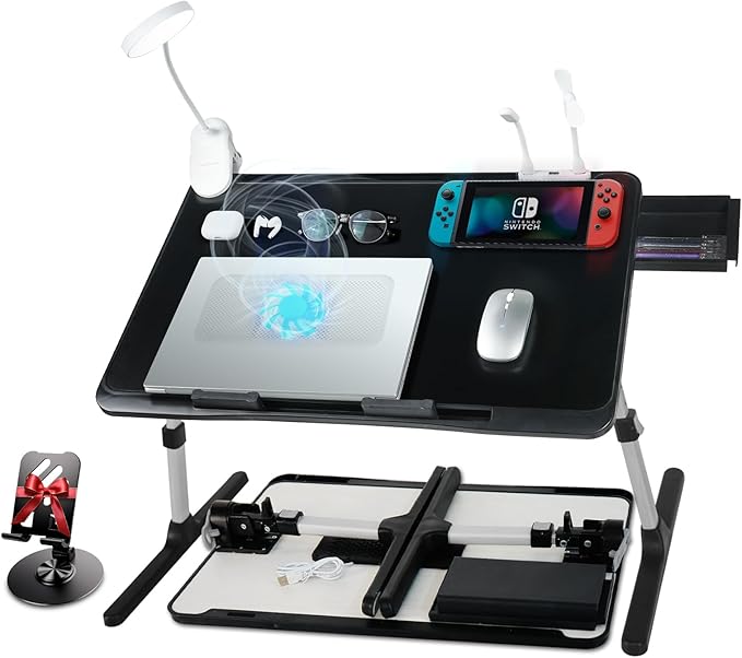 Laptop Lap Desk Include Cooling Fan, Adjustable Lap Desk by IXTRA
