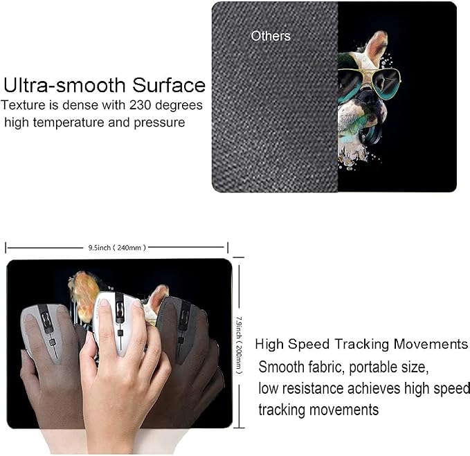 Square Mouse Pad, Colorful Stylish Bulldog Mouse Pad, Mouse Mat Square - Image 3
