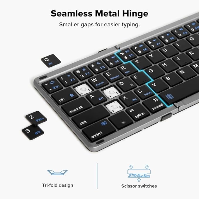 DeLUX Foldable Keyboard with Touchpad and Numeric Keypad, 2.4G Wireless and - Image 3
